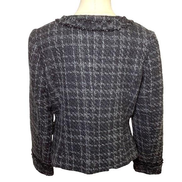 VINTAGE della spiga italy gray tweed blazer wool blend herringbone plaid coat M - Picture 4 of 16